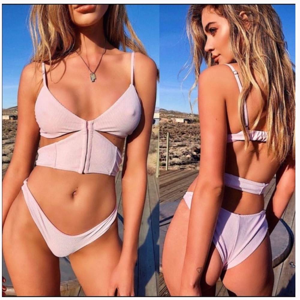 Frankie’s Bikinis Melrose Ribbed Top in Rose Water